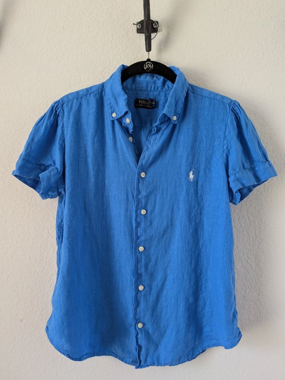 NWOT -- Polo Ralph Lauren Puff Sleeve Linen Button Down Shirt - Blue - Large